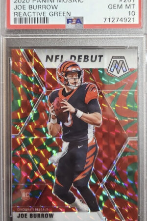 2020 Panini Mosaic Joe Burrow Reactive Green number 261 Gem Mt Grade 10 Serial number 71274921